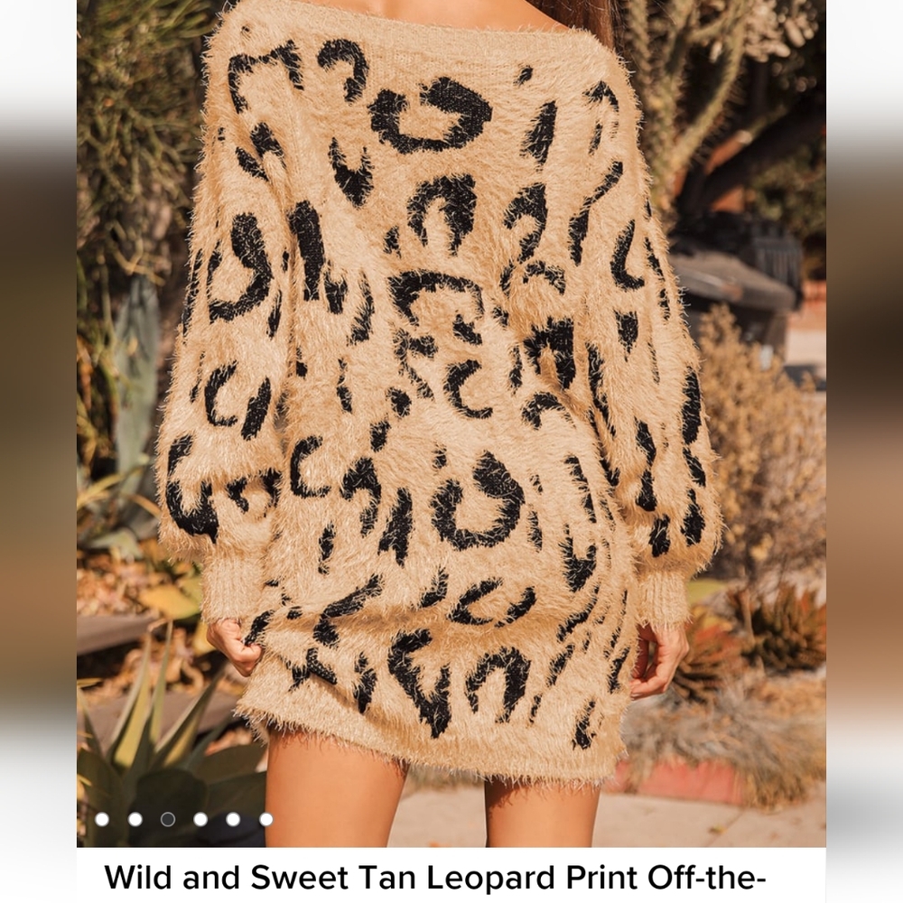 Wild & Sweet Tan Leopard Print Sweater Dres Sz.XS NWT - Picture 2 of 9